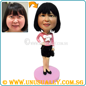 Custom 3D Sweet Lovely Female Executive In Pink Figurine